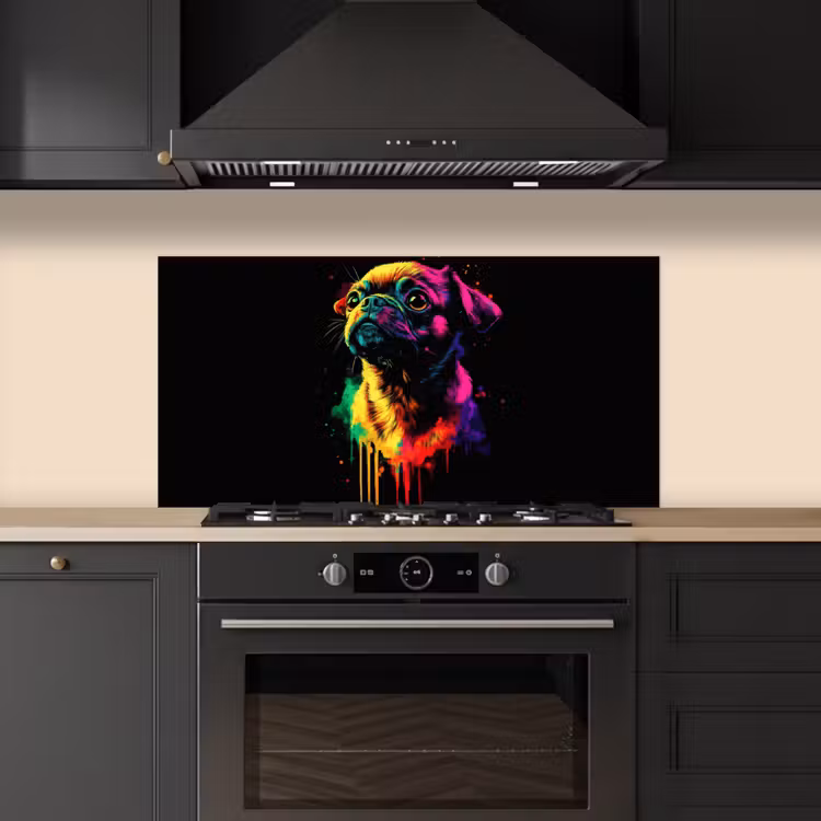 Puck - Hond - Verf - Kleuren keuken achterwand spatscherm middel -sfeer1