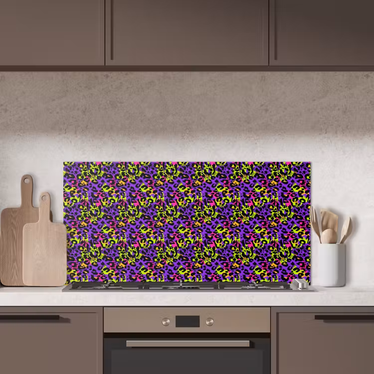 Paars - Neon - Dieren - Panter keuken achterwand spatscherm middel 899 -sfeer2