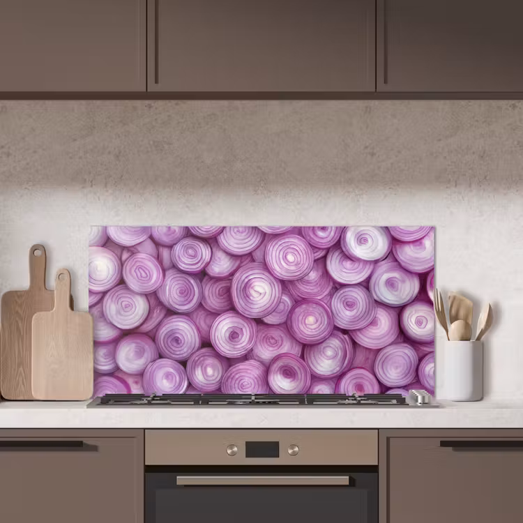 Paars - Uien - Close up keuken achterwand spatscherm middel -sfeer2