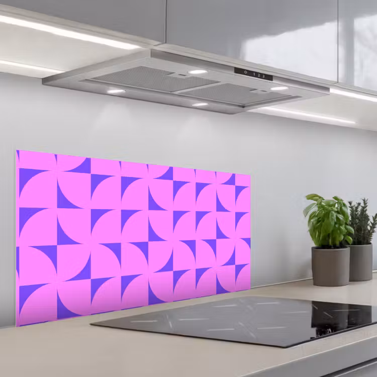 Kwadranten - Paars - Roze - Vierkanten keuken achterwand spatscherm middel 899 -3d_schuin