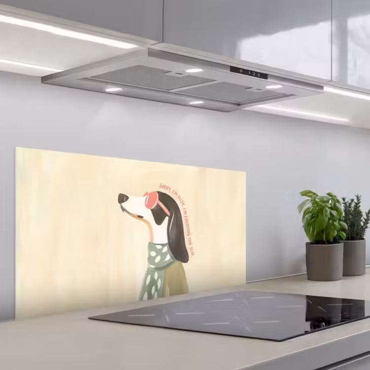 Quote - Hond - Zonnebril keuken achterwand spatscherm middel -3d_schuin