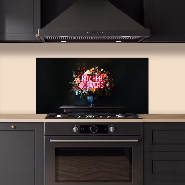 Quote - Bloemen - Vaas - Neon keuken achterwand spatscherm middel -sfeer1