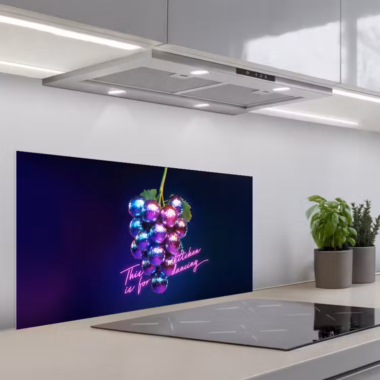 Quote - Neon - Disco - Druiven keuken achterwand spatscherm middel -3d_schuin