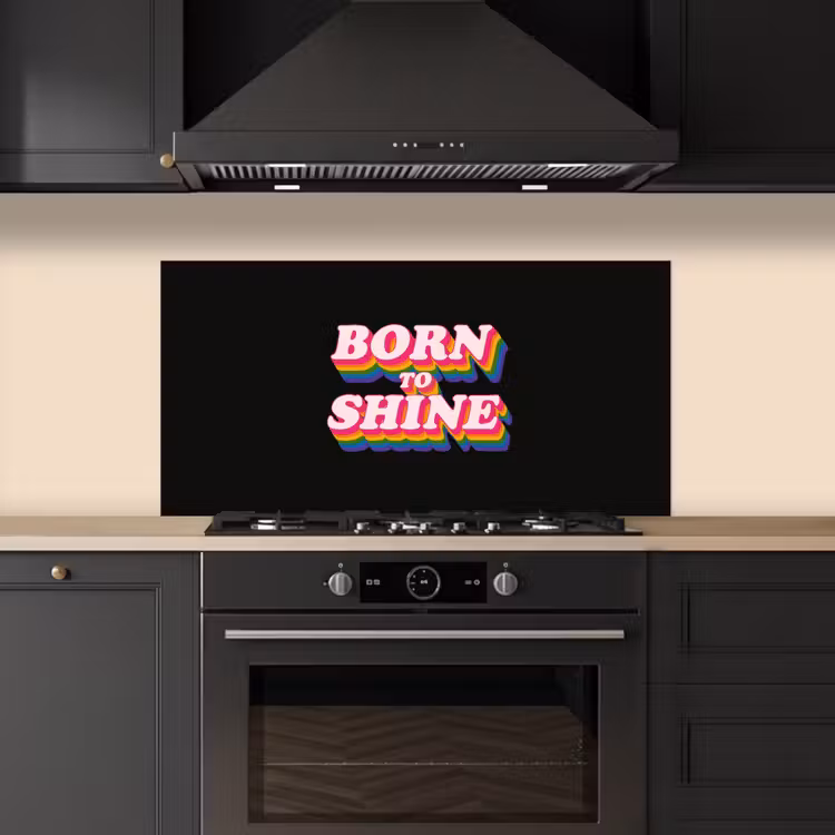 Quote - Regenboog - Roze - Zwart keuken achterwand spatscherm middel -sfeer1