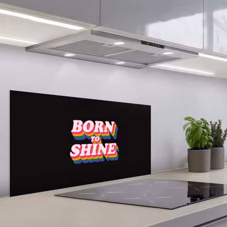 Quote - Regenboog - Roze - Zwart keuken achterwand spatscherm middel -3d_schuin