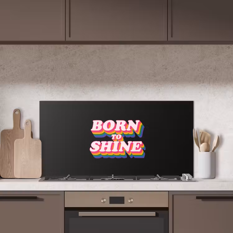 Quote - Regenboog - Roze - Zwart keuken achterwand spatscherm middel -sfeer2