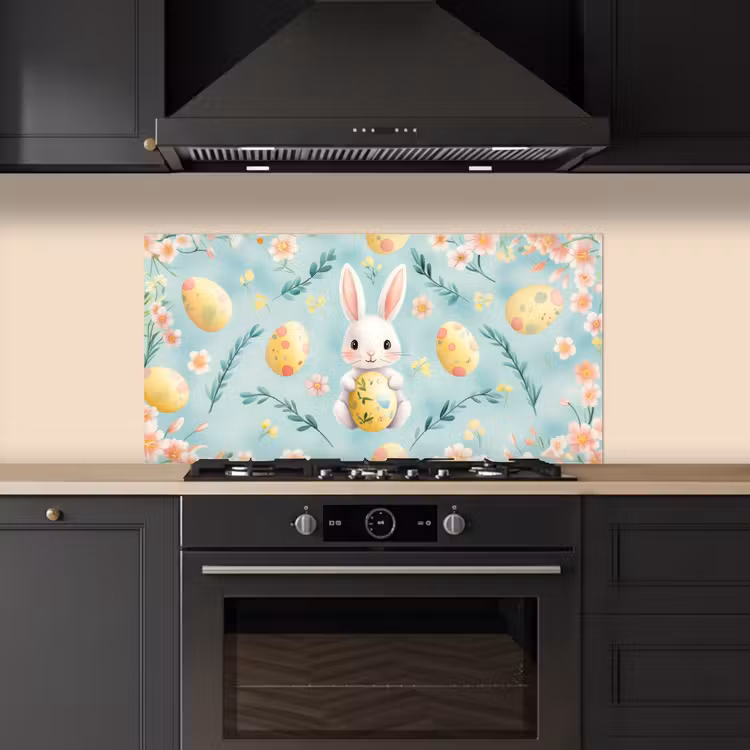 Konijn - Eieren - Takjes keuken achterwand spatscherm middel -sfeer1