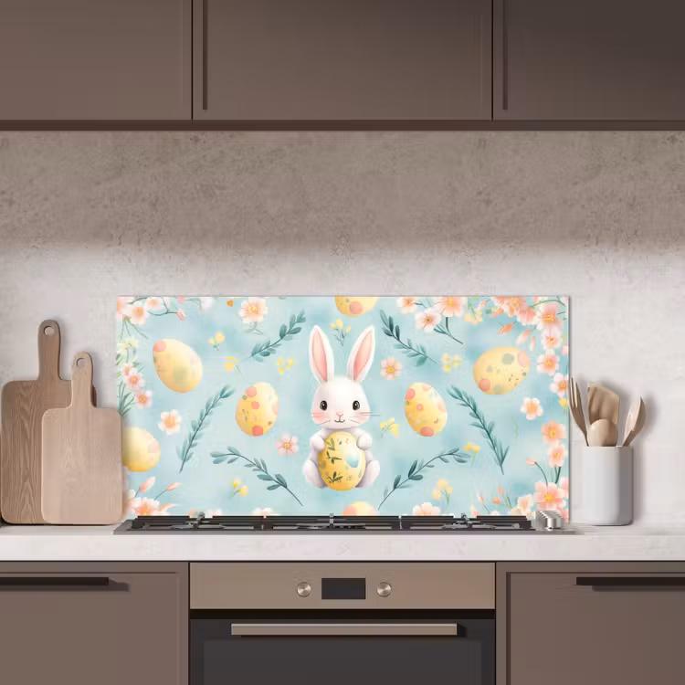 Konijn - Eieren - Takjes keuken achterwand spatscherm middel -sfeer2