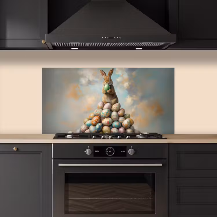 Konijn - Eieren - Kleurrijk keuken achterwand spatscherm middel -sfeer1