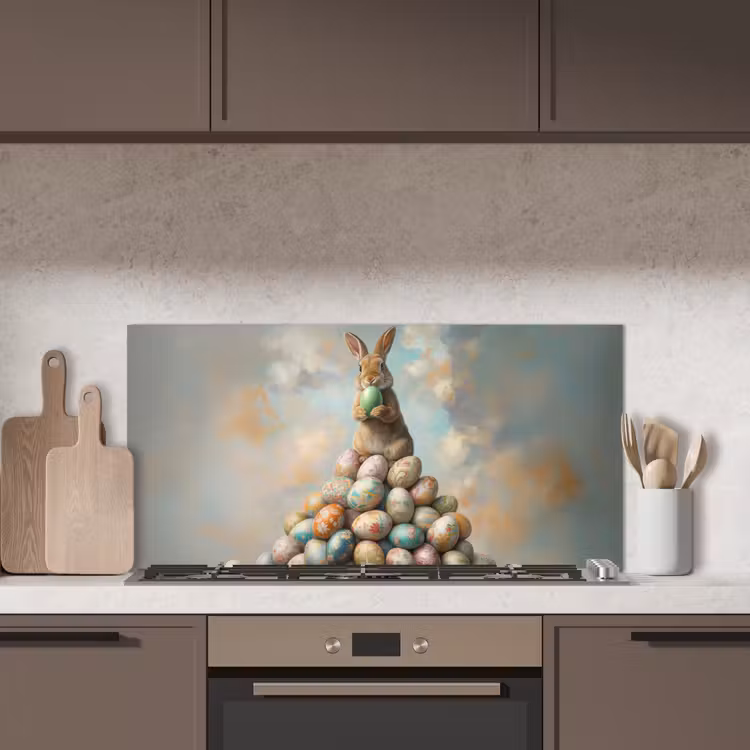 Konijn - Eieren - Kleurrijk keuken achterwand spatscherm middel -sfeer2
