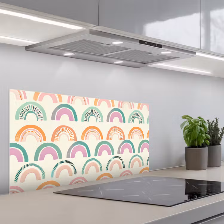 Regenboog - Pastel - Patroon keuken achterwand spatscherm middel -3d_schuin
