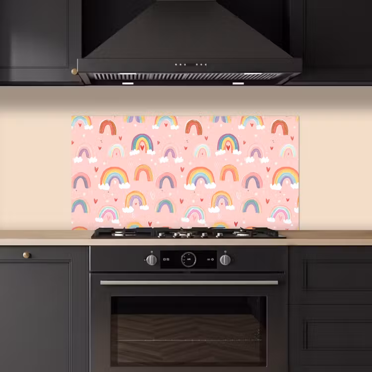 Regenboog - Patroon - Pastel keuken achterwand spatscherm middel -sfeer1