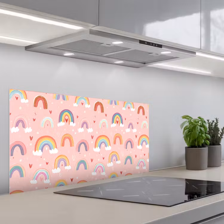 Regenboog - Patroon - Pastel keuken achterwand spatscherm middel -3d_schuin