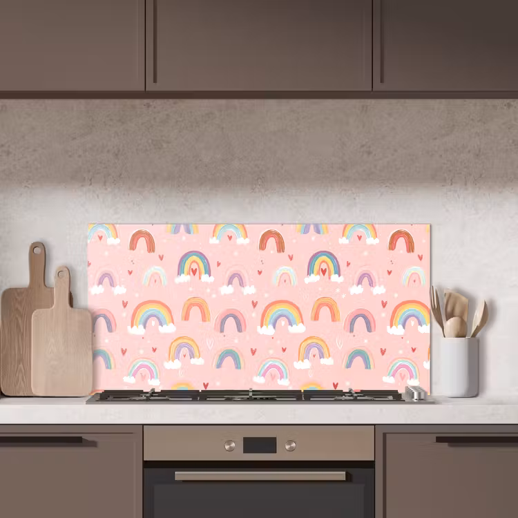 Regenboog - Patroon - Pastel keuken achterwand spatscherm middel -sfeer2