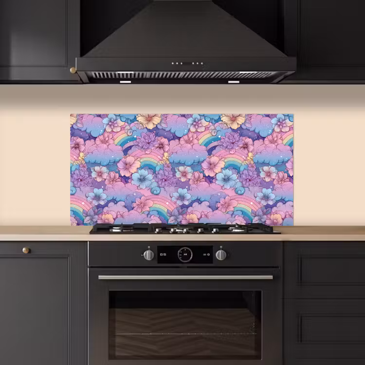 Regenbogen - Bloemen - Kleurrijk - Wolken keuken achterwand spatscherm middel -sfeer1