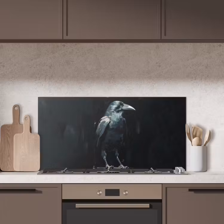 Raaf - Vogels - Zwart keuken achterwand spatscherm middel -sfeer2