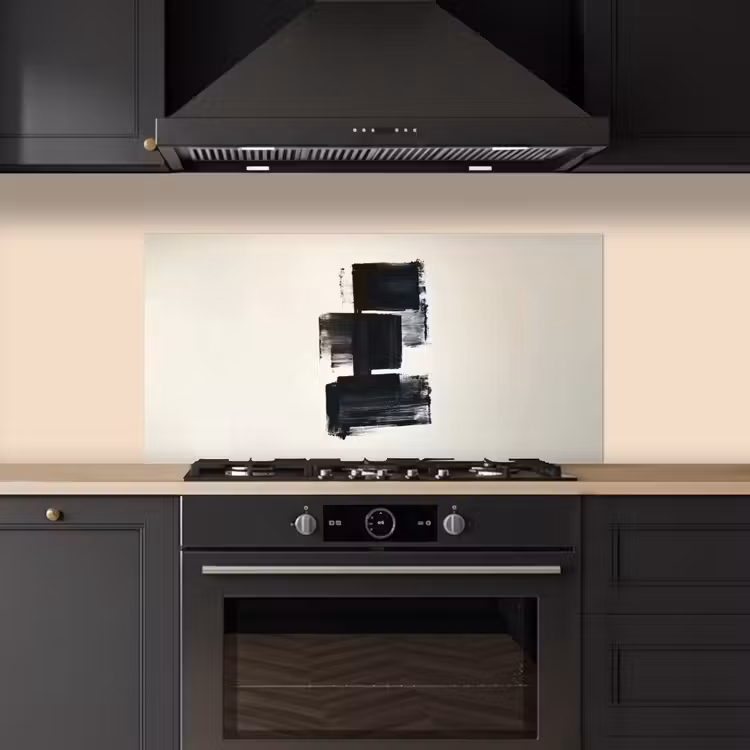Rechthoeken - Penseelstreken - Abstract - Zwart keuken achterwand spatscherm middel -sfeer1