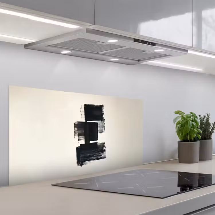 Rechthoeken - Penseelstreken - Abstract - Zwart keuken achterwand spatscherm middel -3d_schuin