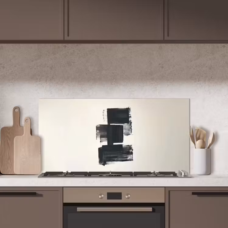 Rechthoeken - Penseelstreken - Abstract - Zwart keuken achterwand spatscherm middel -sfeer2