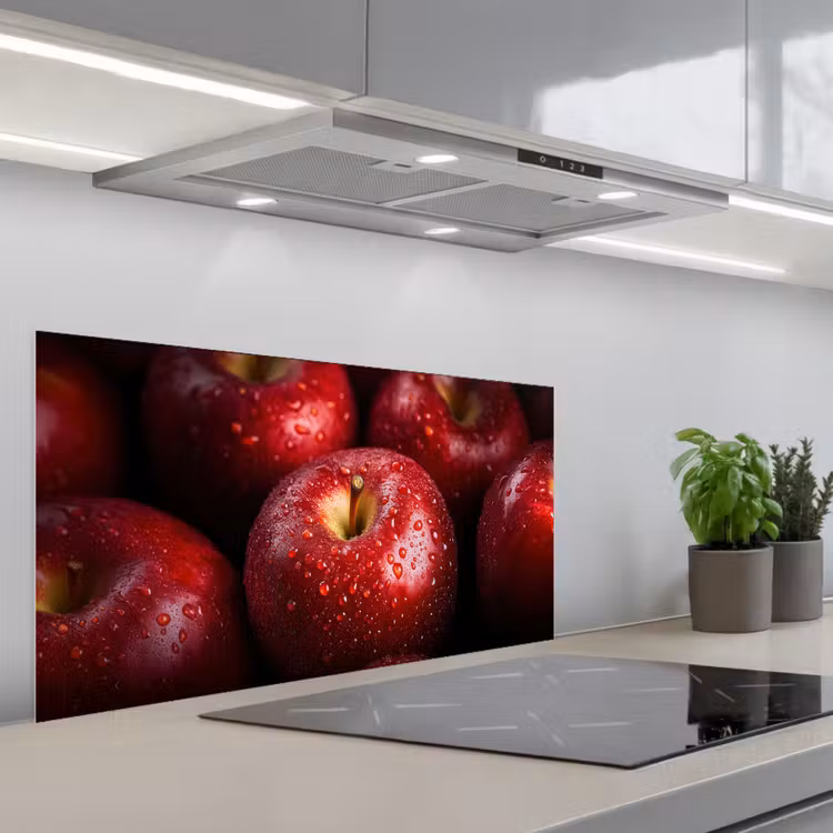 Rood - Appels - Fruit keuken achterwand spatscherm middel -3d_schuin
