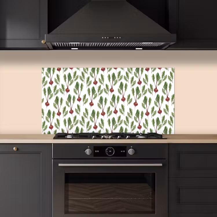 Rood - Bieten - Blad - Patroon keuken achterwand spatscherm middel 899 -sfeer1