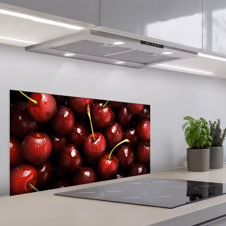 Rood - Fruit - Kersen keuken achterwand spatscherm middel -3d_schuin