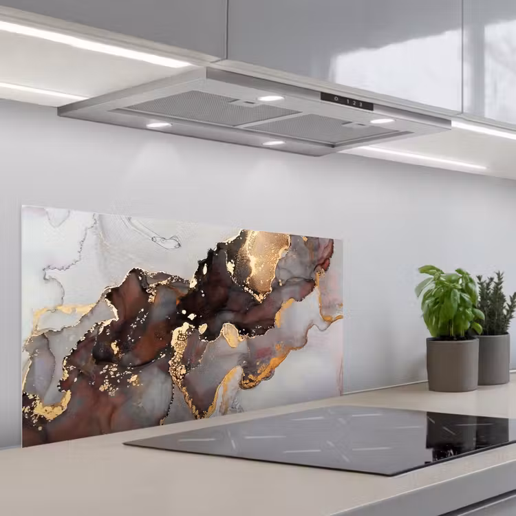 Rood - Marmer - Goud keuken achterwand spatscherm middel -3d_schuin