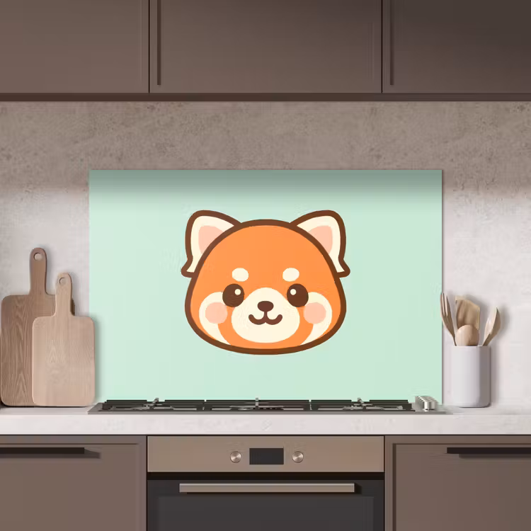 Rode panda - Groen - Cartoon keuken achterwand spatscherm middel -sfeer2