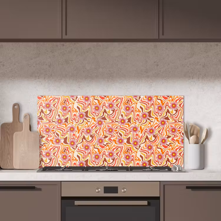 Retro - Bloemen - Patroon keuken achterwand spatscherm middel 899 -sfeer2