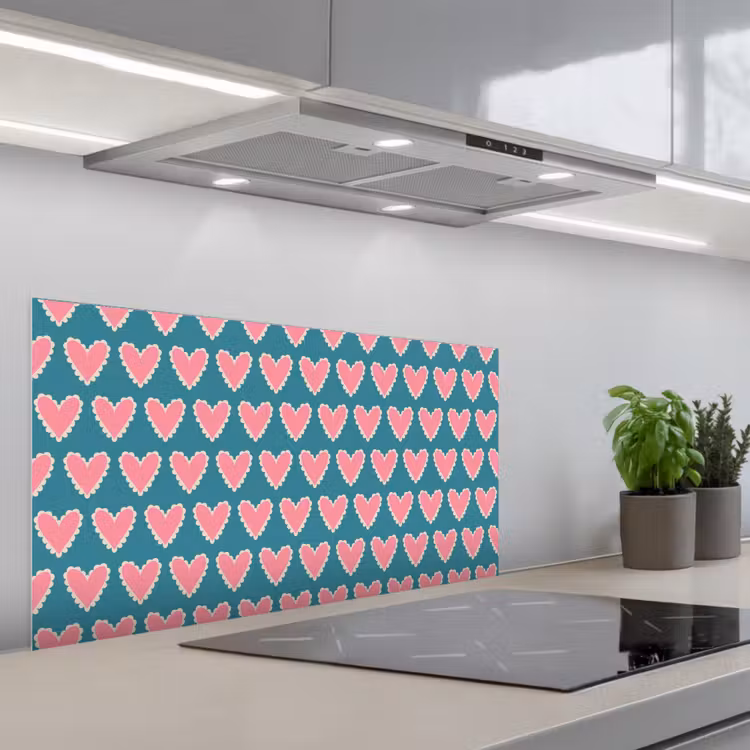 Retro - Hartjes - Patroon keuken achterwand spatscherm middel 899 -3d_schuin