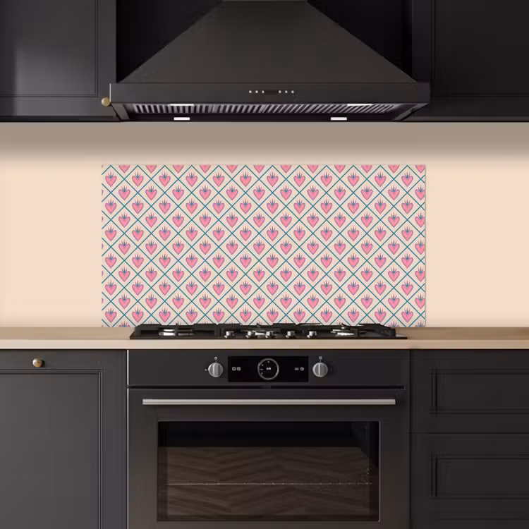 Retro - Ruit - Hartjes - Patroon keuken achterwand spatscherm middel 899 -sfeer1
