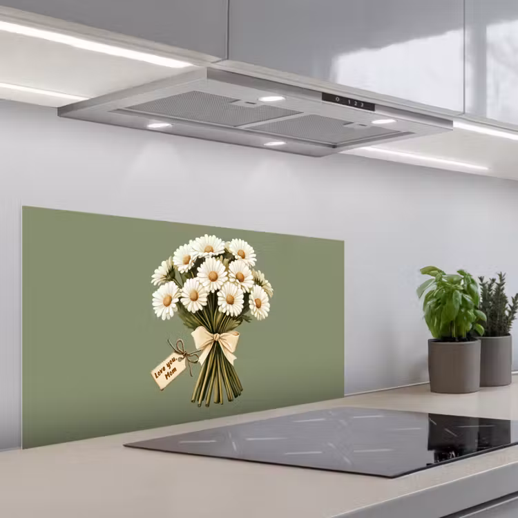 Lint - Boeket - Groen - Quote keuken achterwand spatscherm middel -3d_schuin