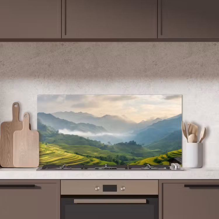Rijstvelden - Bergen - Groen - Natuur keuken achterwand spatscherm middel -sfeer2