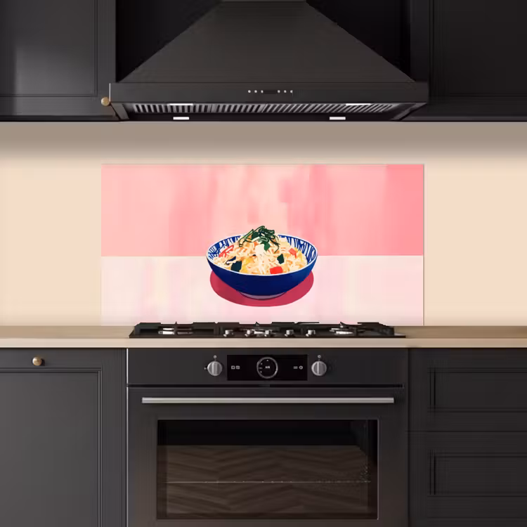 Rijst - Illustratie - Kom - Groente keuken achterwand spatscherm middel -sfeer1