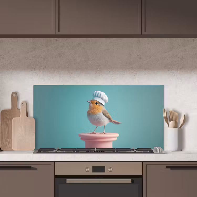 Roodborstje - Vogel - Koksmuts - Sokkel keuken achterwand spatscherm middel -sfeer2
