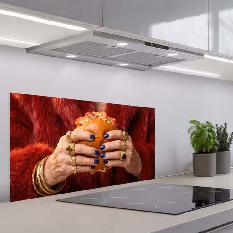 Broodje - Bontjas - Goud keuken achterwand spatscherm middel -3d_schuin
