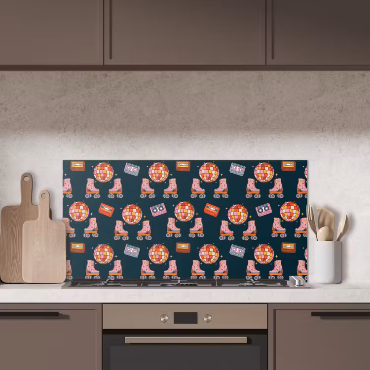 Rolschaatsen - Patroon - Disco keuken achterwand spatscherm middel 899 -sfeer2