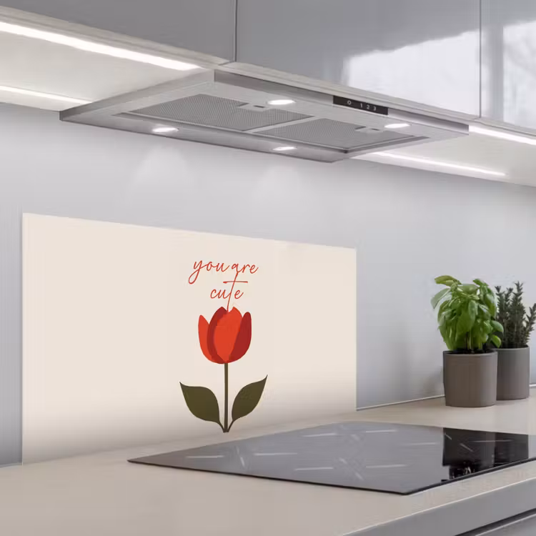 Roos - Rood - Bloem - Valentijn keuken achterwand spatscherm middel -3d_schuin
