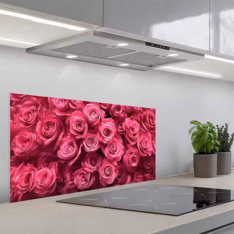 Rozen - Pink - Bloem keuken achterwand spatscherm middel -3d_schuin