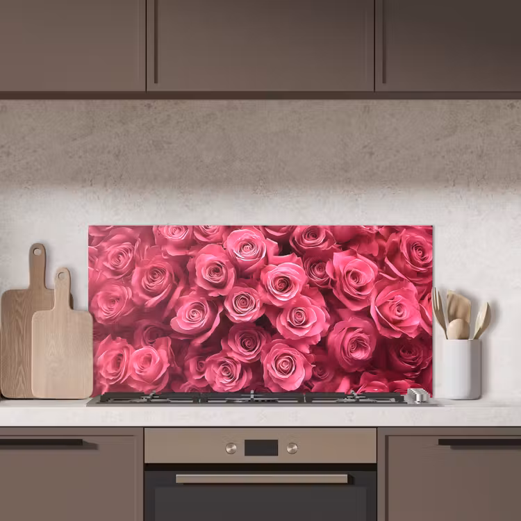 Rozen - Pink - Bloem keuken achterwand spatscherm middel -sfeer2