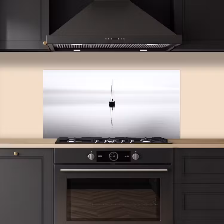 Zeilboot - Zwart - Water - Silhouet keuken achterwand spatscherm middel -sfeer1