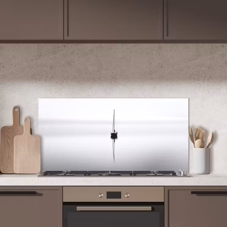 Zeilboot - Zwart - Water - Silhouet keuken achterwand spatscherm middel -sfeer2