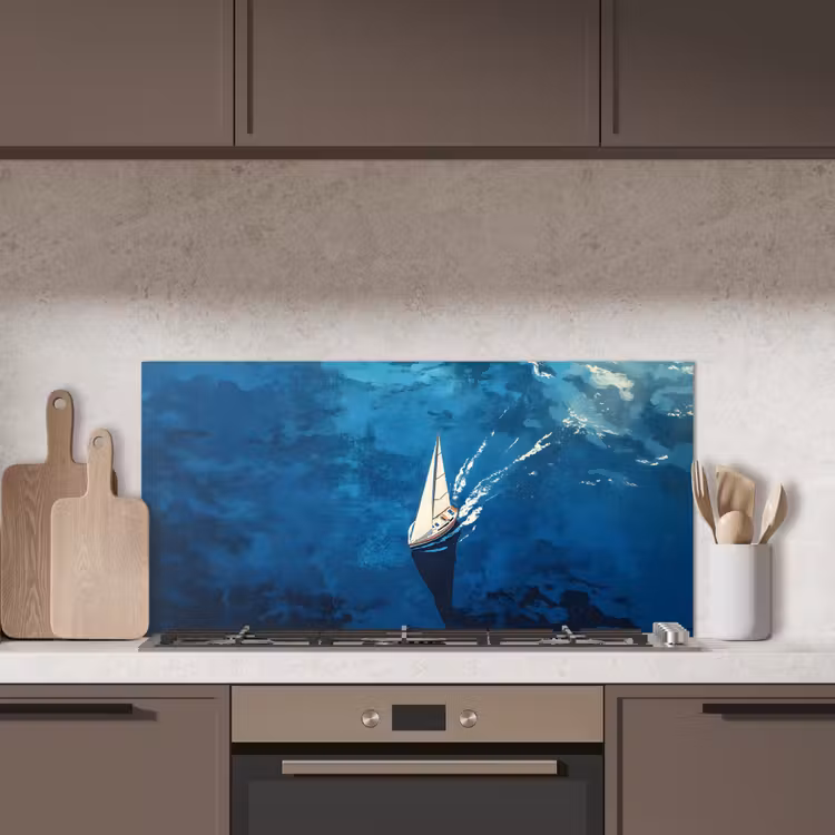 Zeilboot - Water - Abstract - Schaduw keuken achterwand spatscherm middel -sfeer2