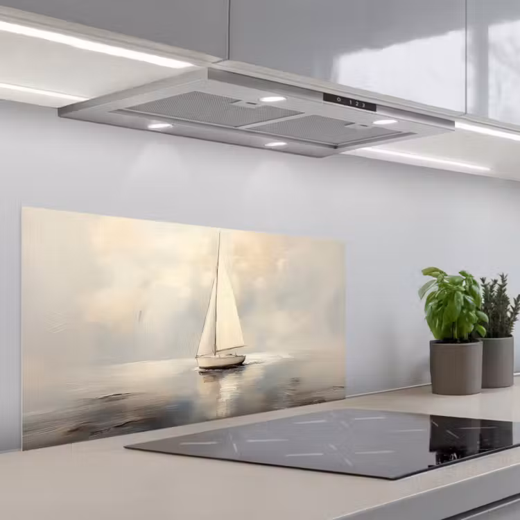 Zeilschip - Zee - Bewolkt keuken achterwand spatscherm middel -3d_schuin