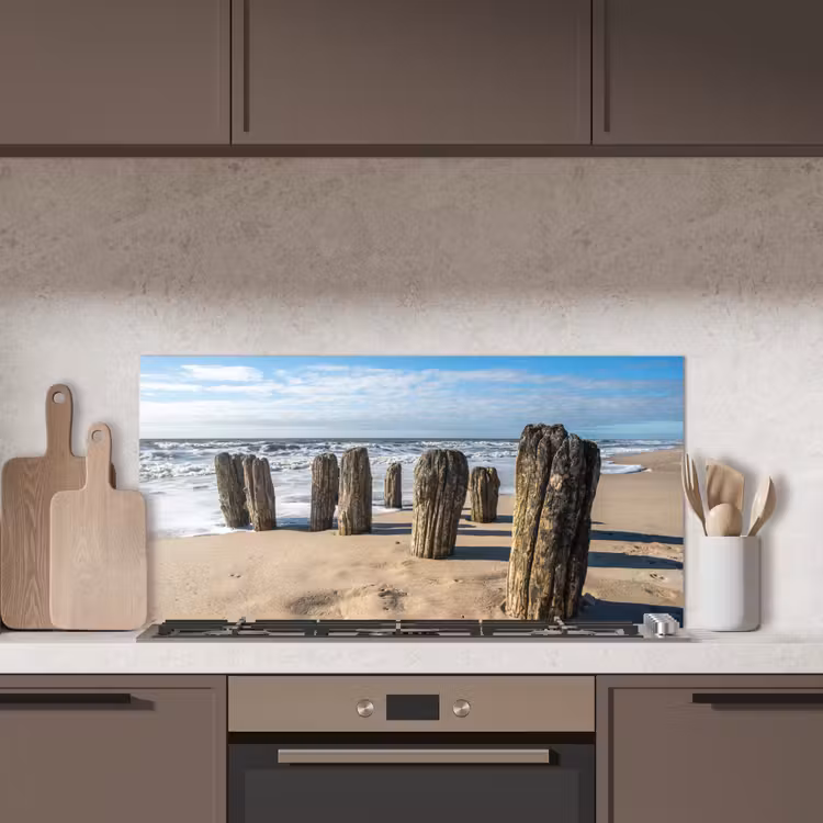 Zand - Strand - Paal - Water - Zomer keuken achterwand spatscherm middel -sfeer2