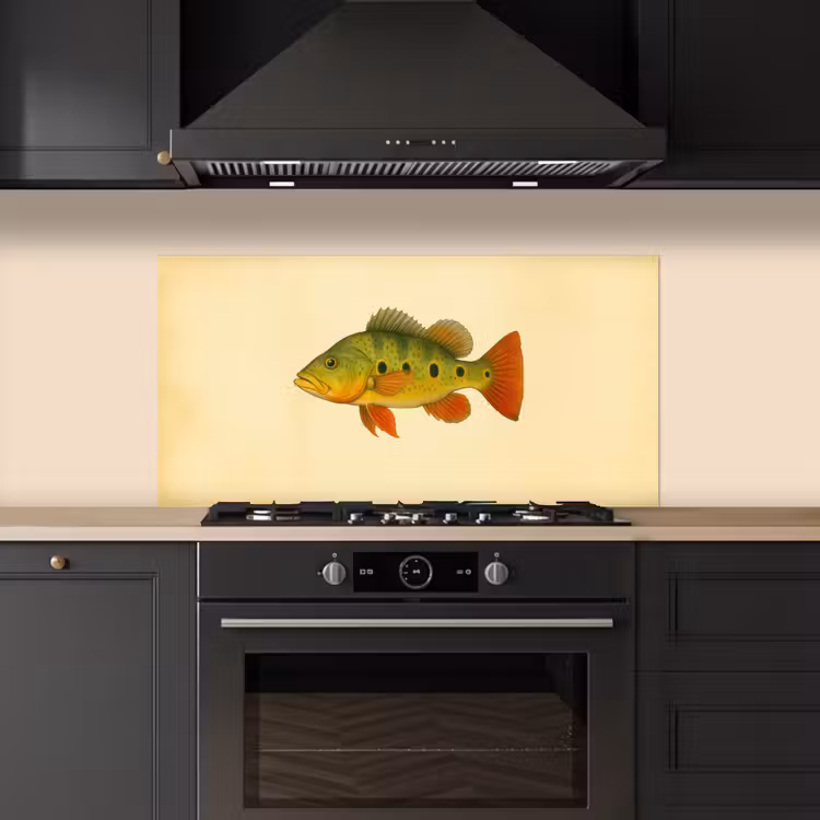 Schubben - Vis - Groen - Illustratie keuken achterwand spatscherm middel -sfeer1