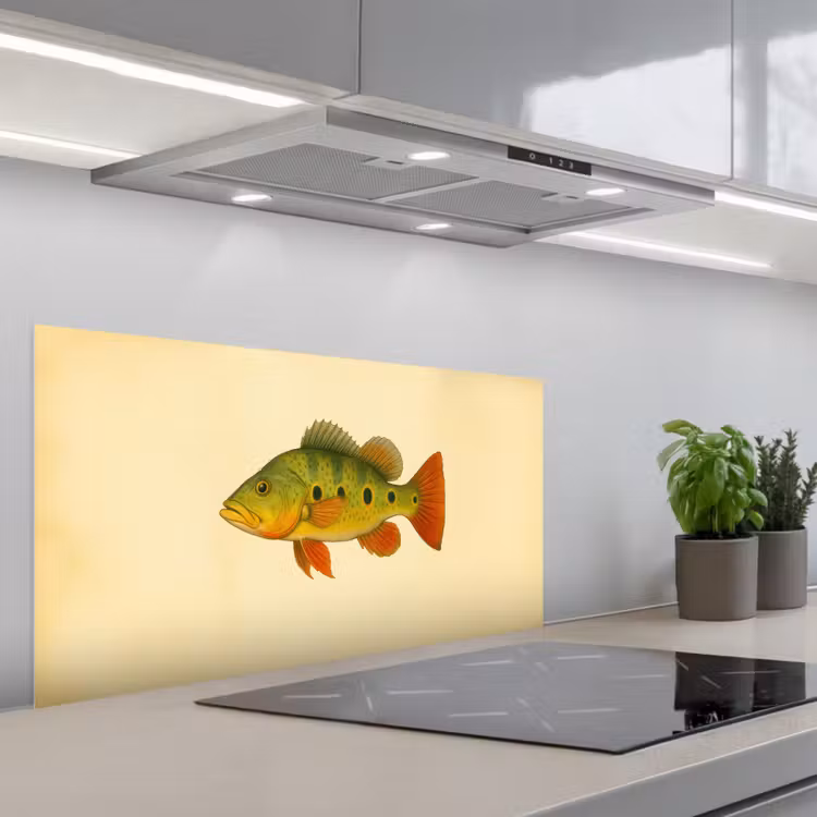 Schubben - Vis - Groen - Illustratie keuken achterwand spatscherm middel -3d_schuin