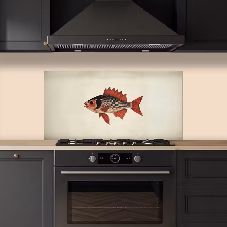 Schubben - Rood - Vis - Vinnen keuken achterwand spatscherm middel -sfeer1