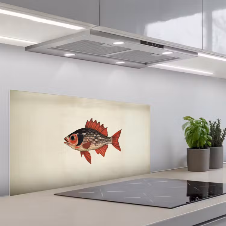 Schubben - Rood - Vis - Vinnen keuken achterwand spatscherm middel -3d_schuin