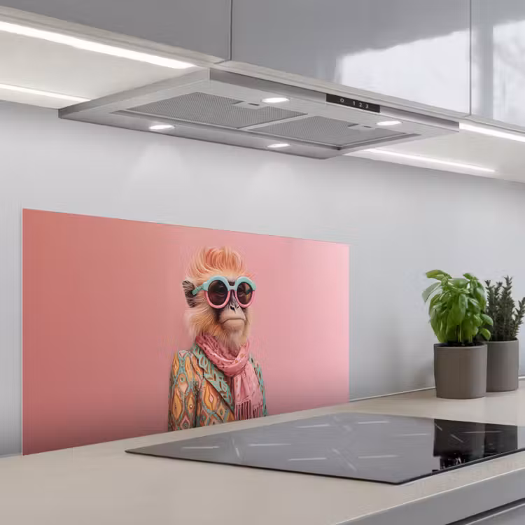 Sjaal - Aap - Zonnebril - Jasje keuken achterwand spatscherm middel -3d_schuin